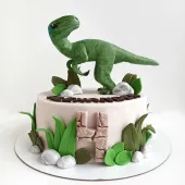Детский торт "Зеленый динозавр в тропиках"
