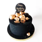 Торт "Черный с золотыми шарами"