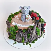 Торт "Мышка на пеньке" с ягодами