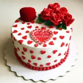 Торт "Красные розы и коробочка"