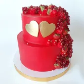 Торт "Супер красный" с сердцами