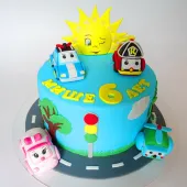 Детский торт "Поли Робокар с солнышком"