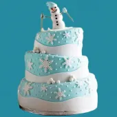 Новогодний торт "Снеговик на лыжах"