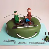 Торт "Лодка с рыбаками"