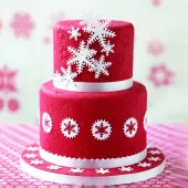 Новогодний торт "Красный со снежинками"