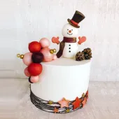 Новогодний торт "Снеговик с шарами"