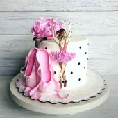 Торт для балерины с пионом и пуантами